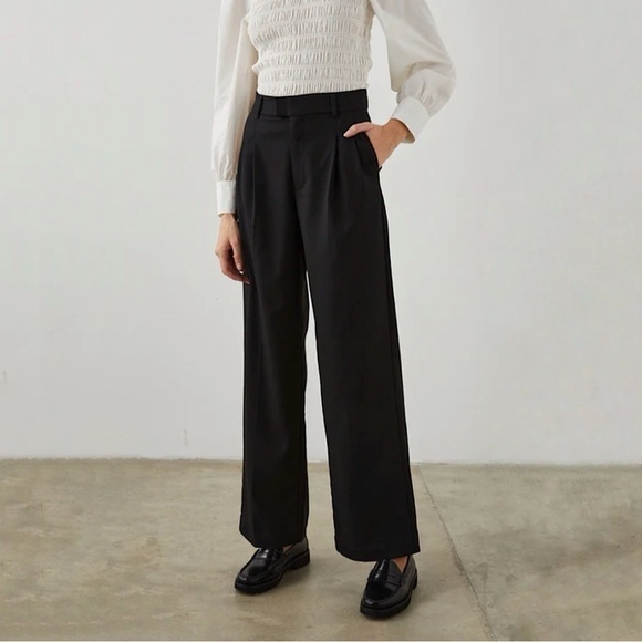 Rails Marnie High Waist Pleated Twill Trouser Pant Black 8 Medium - Picture 1 of 16